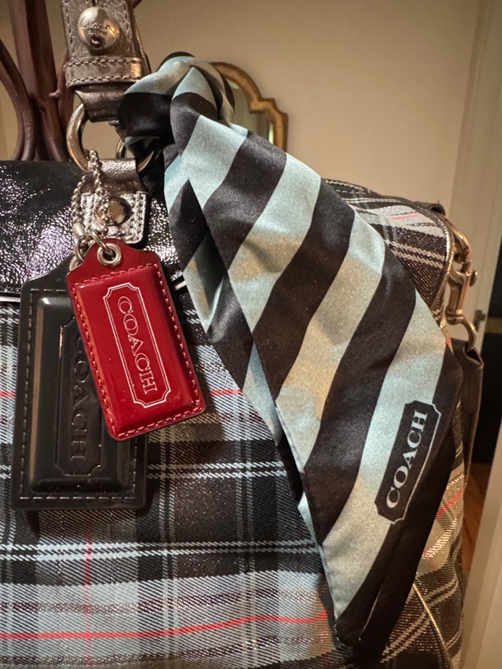 Coach Poppy Limited Addition Tartan Glam Travel Duffle with Shoulder Strap - Picture 2 of 9